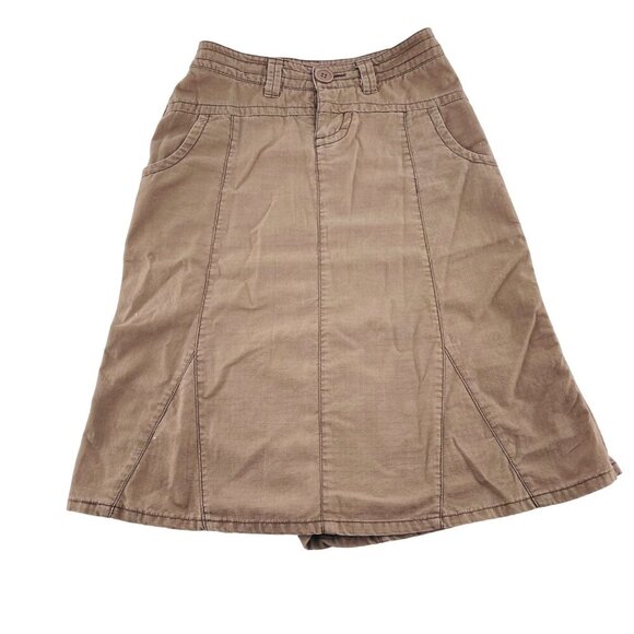 Maurices Womens Khaki A-Line Skirt Size 1/2 Cotton Y2K - Picture 1 of 4